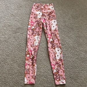 Aerie Real Me 7/8 Floral Pink and Brown Leggings size small